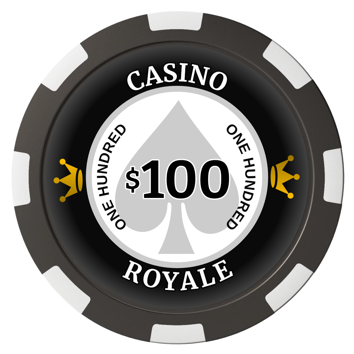 Casino Royale Composite Poker Chips - Black / 8 Spot - Front