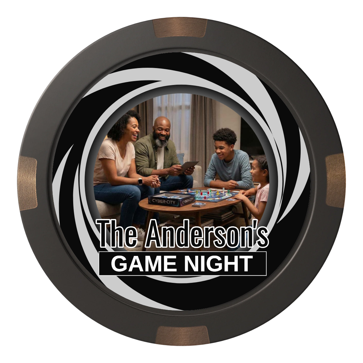 Anderson's Game Night Composite & Metal Hybrid Poker Chips - Black - Front