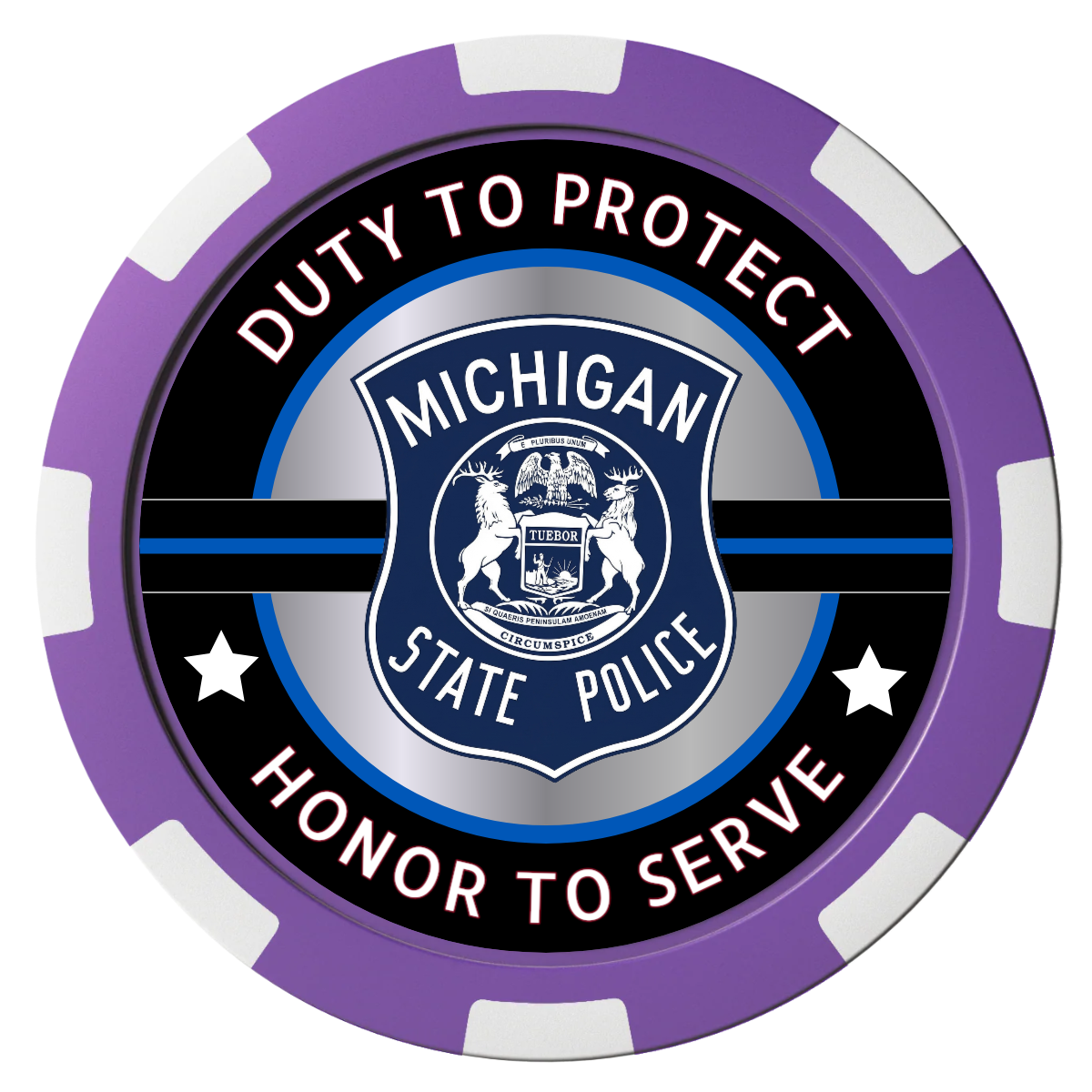 Police Department #01 Composite Poker Chips - Purple / 8 Spot - Front