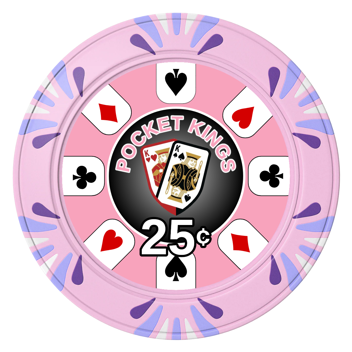 Pocket Kings Clay Poker Chips - Pink / Macau / 40mm - Front