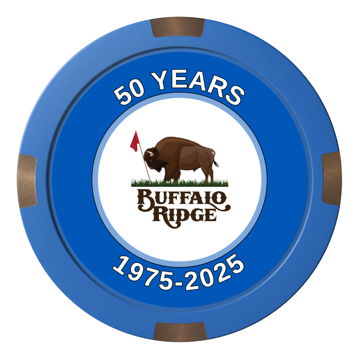 Branded Golf Pro Shop Composite & Metal Hybrid Poker Chips - Blue / 4 Spot - Front