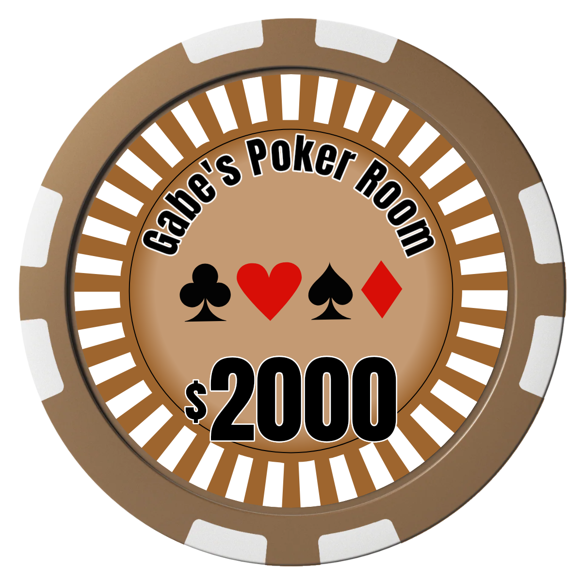 Gabe's Poker Room Composite Poker Chips - Brown / 8 Stripe - Back