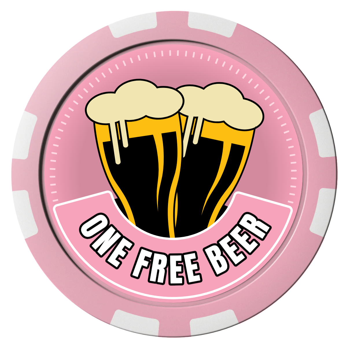 Double Pint 2 Composite Poker Chips - Pink / 8 Stripe - Front