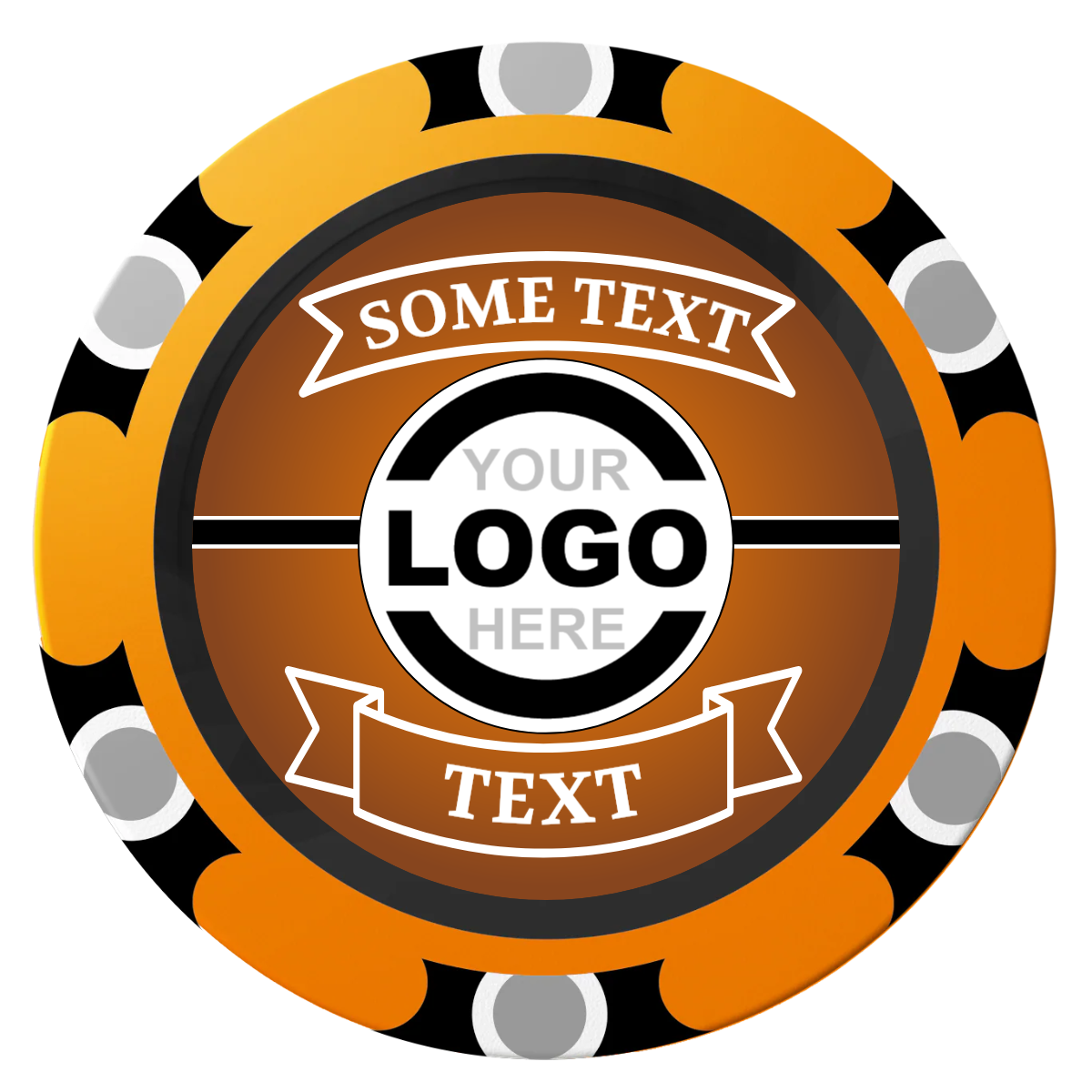 Double Banner Clay Poker Chips - Orange / Monte Carlo / 40mm - Front