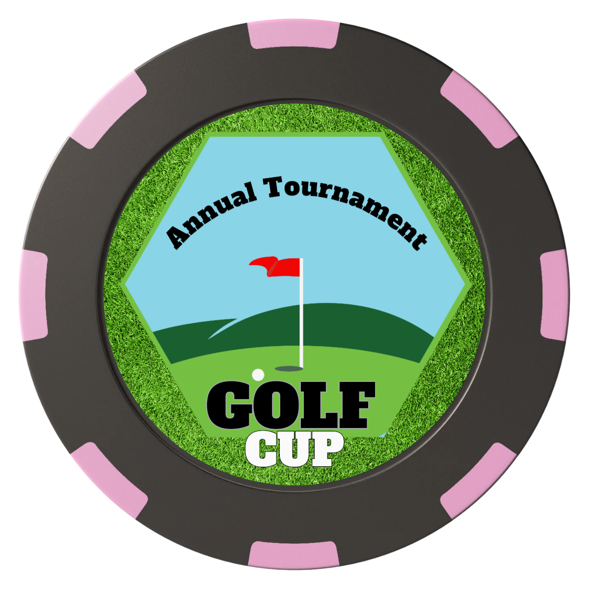 Golf Cup Clay Poker Chips - Black / 8 Spot (2 Tone) / 40mm - Front