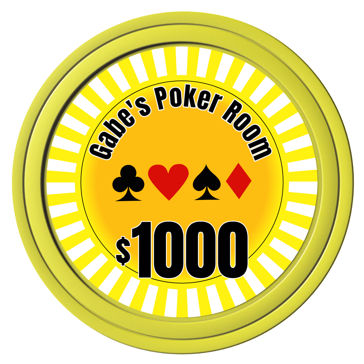 Gabe's Poker Room Composite Poker Chips - Yellow / Solid - Front