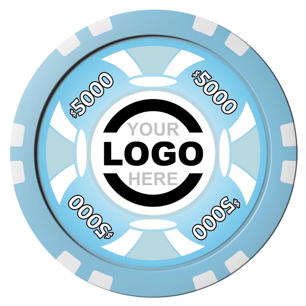 Alan Baker 4-2S A Composite Poker Chips - Light Blue / Double Stripe - Front