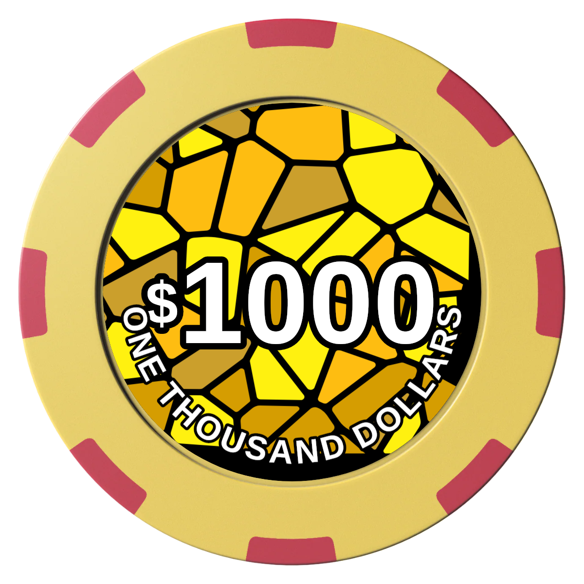 Stained Glass Clay Poker Chips - Yellow / 8 Spot (2 Tone) / 40mm - Front