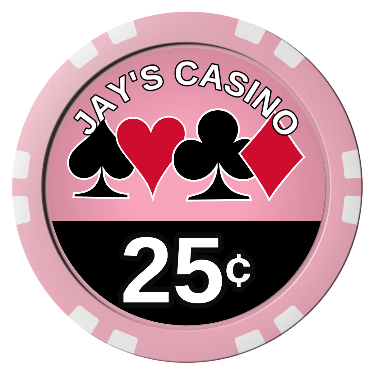 Jay's Casino Composite Poker Chips - Pink / Double Stripe - Front