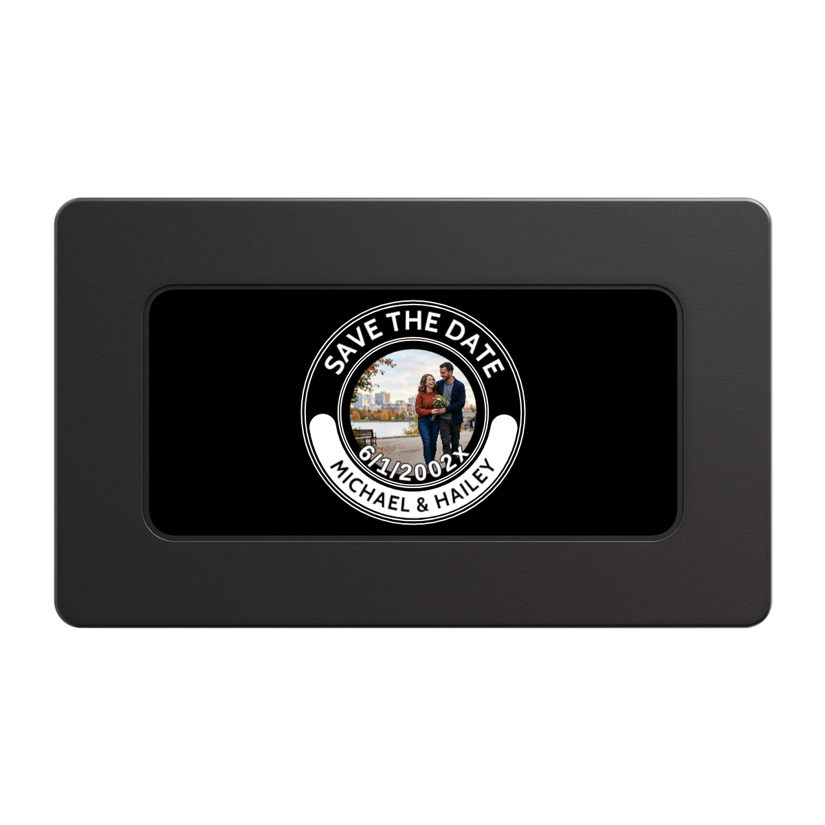 Save the Date Photo QR Code Rectangular Poker Chip Plaques - Black - Front