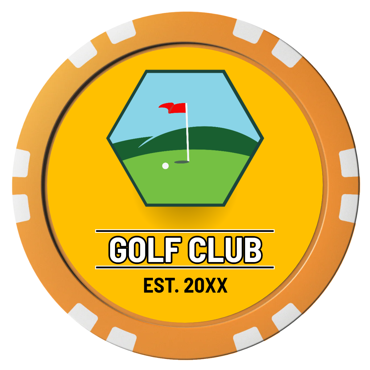 Birdy Bevy Composite Poker Chips - Orange / Double Stripe - Front