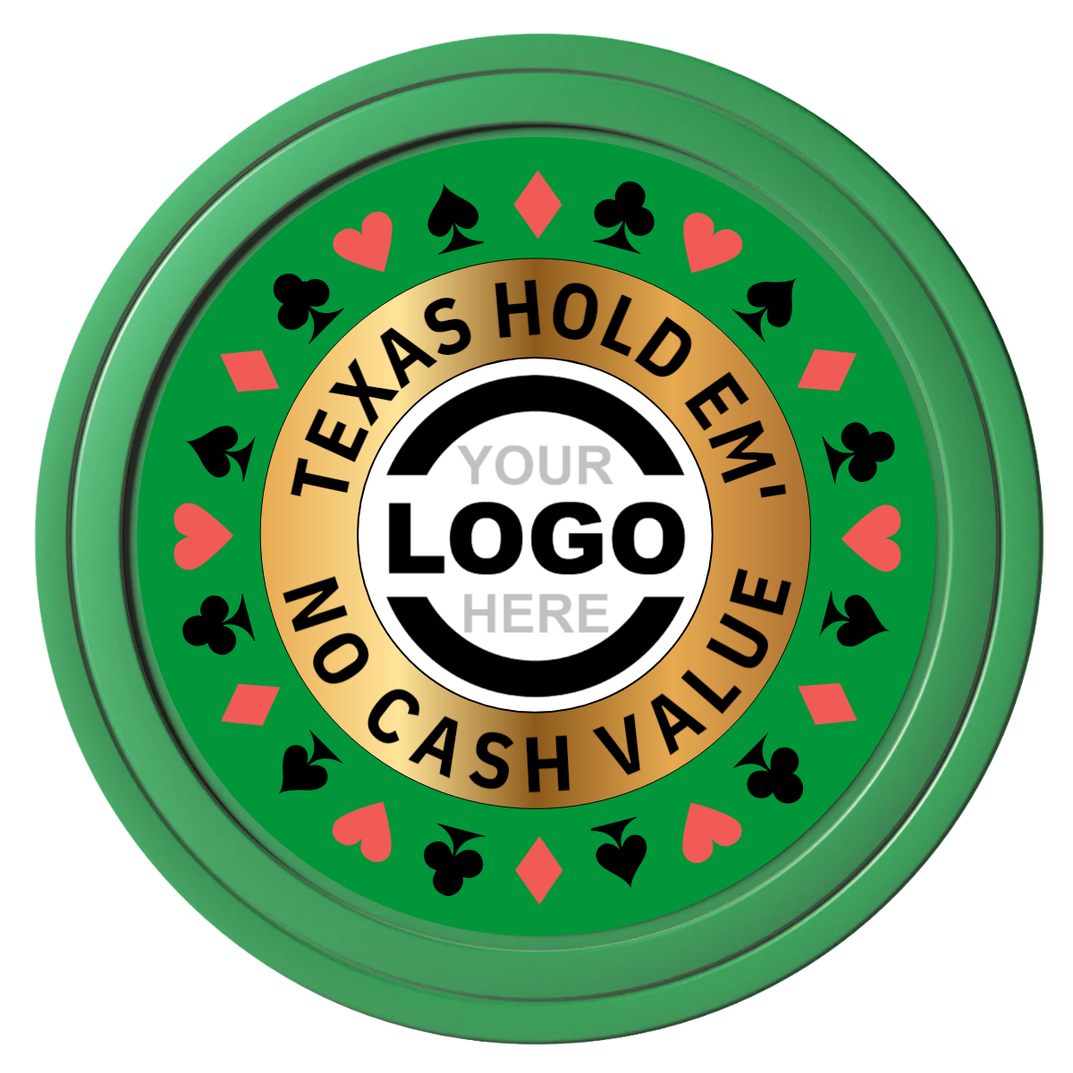 Texas Hold Em' Composite Poker Chips - Green / Solid - Front