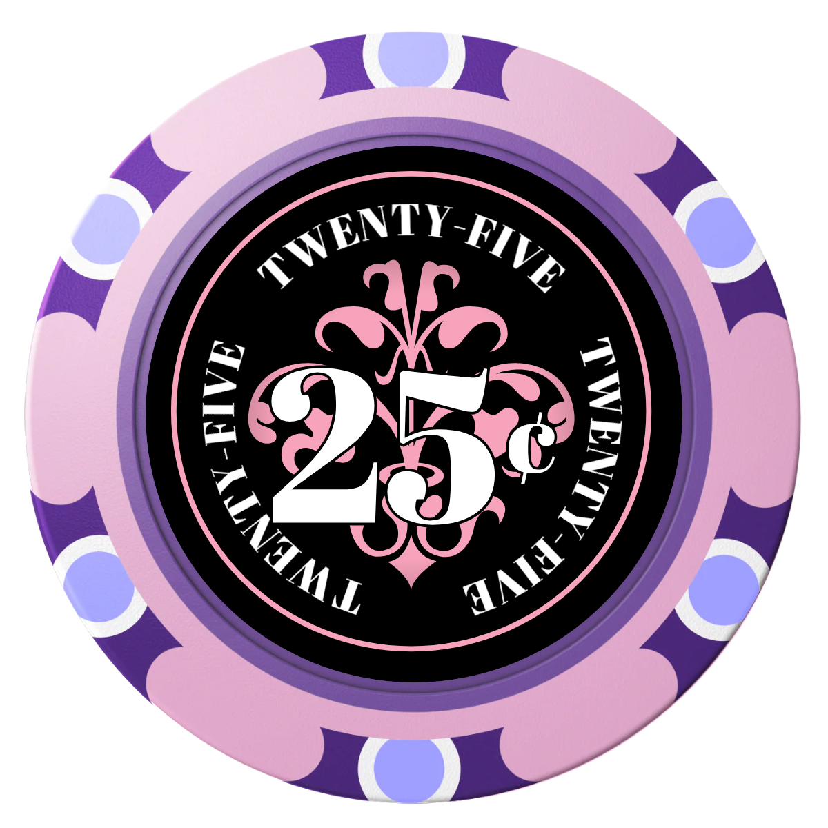 Gothic Revival Clay Poker Chips - Pink / Monte Carlo / 40mm - Front