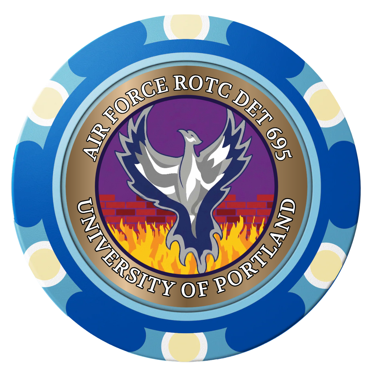Air Force ROTC Det 695 Clay Poker Chips - Blue / Monte Carlo / 40mm - Front