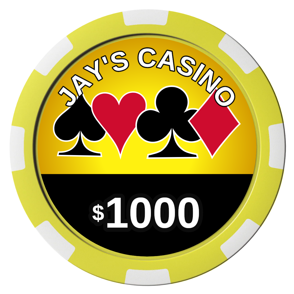 Jay's Casino Composite Poker Chips - Yellow / 8 Stripe - Front