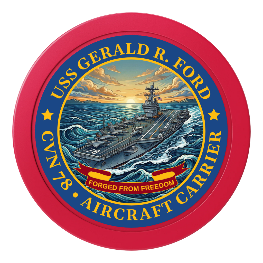 Navy USS Gerald Ford 2" Oversized Poker Chips - Red - Front