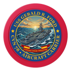Navy USS Gerald Ford 2" Oversized Poker Chips - Red - Front