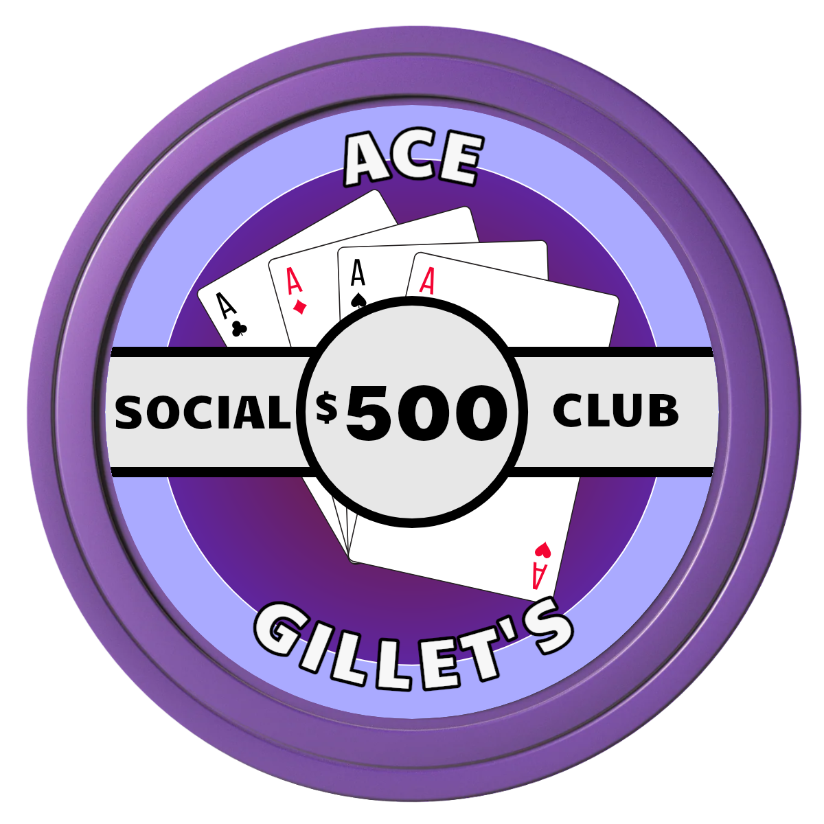 Ace Gillet's Composite Poker Chips - Purple / Solid - Front