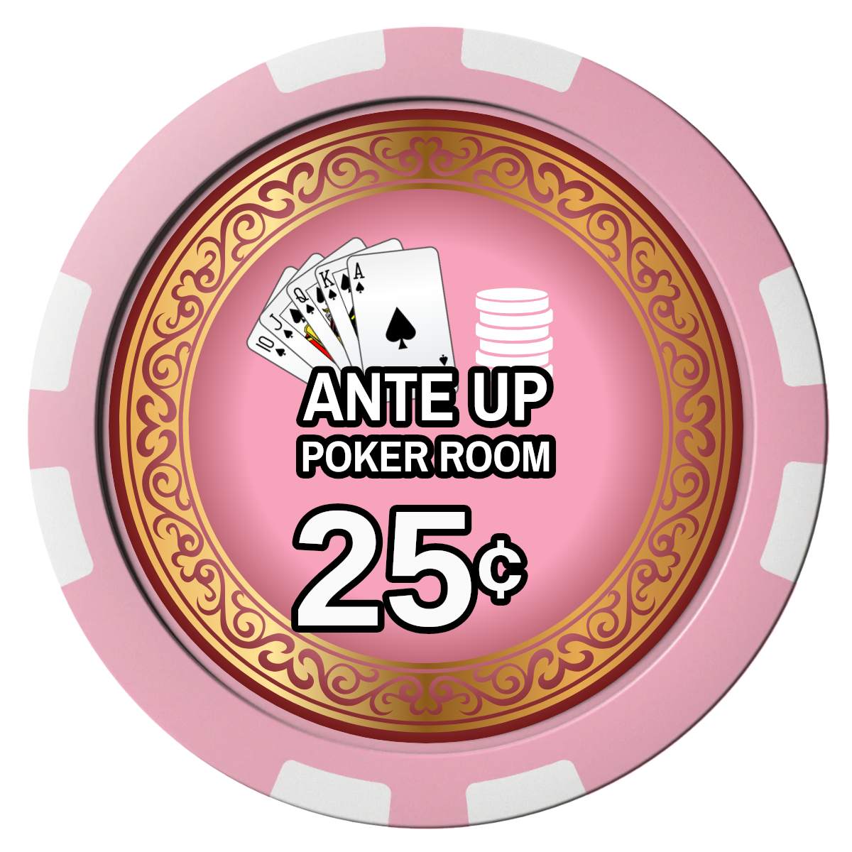 Ante Up Poker Room Composite Poker Chips - Pink / 8 Stripe - Front