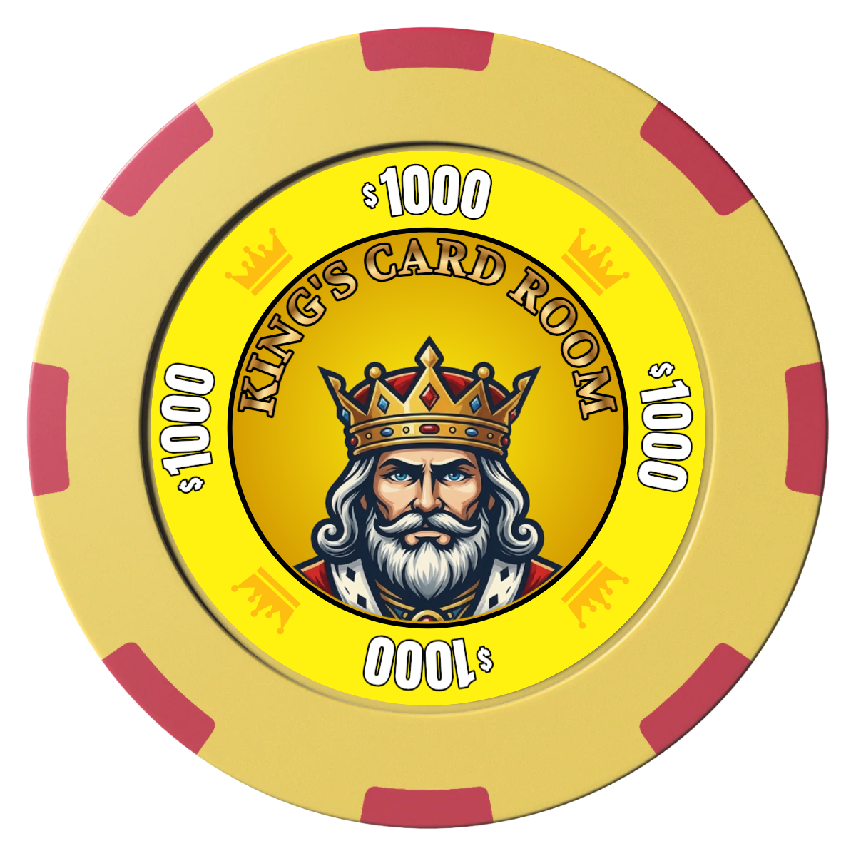 Kings Clay Poker Chips - Yellow / 8 Spot (2 Tone) / 40mm - Front