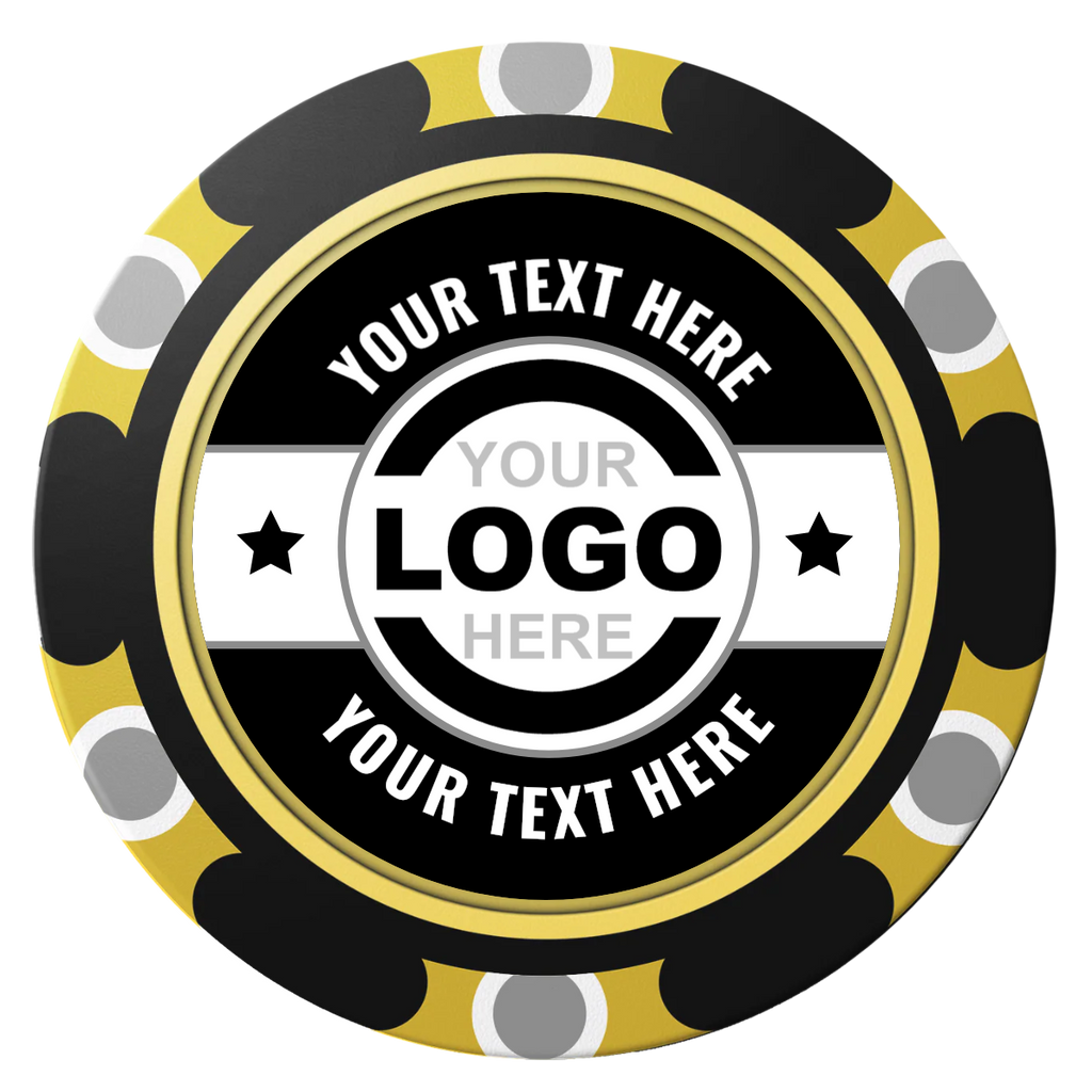 Star Banner Clay Poker Chips - Black / Monte Carlo / 40mm - Front