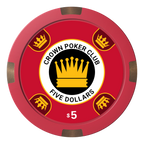 Crown Card Room Composite & Metal Hybrid Poker Chips - Red - Back