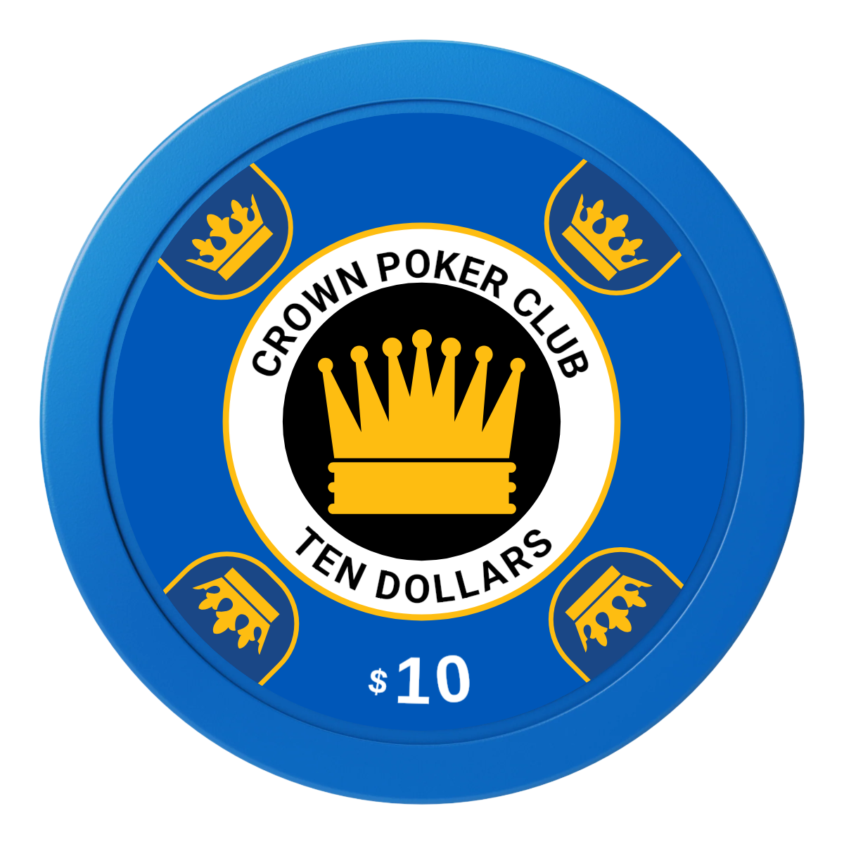 Crown Card Room 2" Oversized Poker Chips - Blue - Front