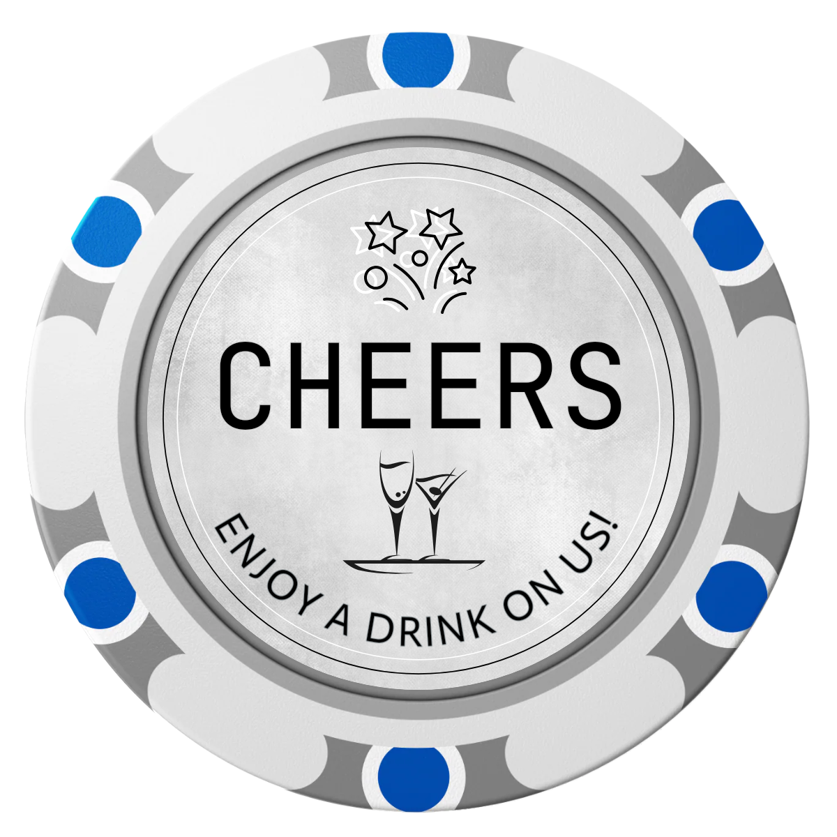 Chique Wedding Token Clay Poker Chips - White / Monte Carlo / 40mm - Front