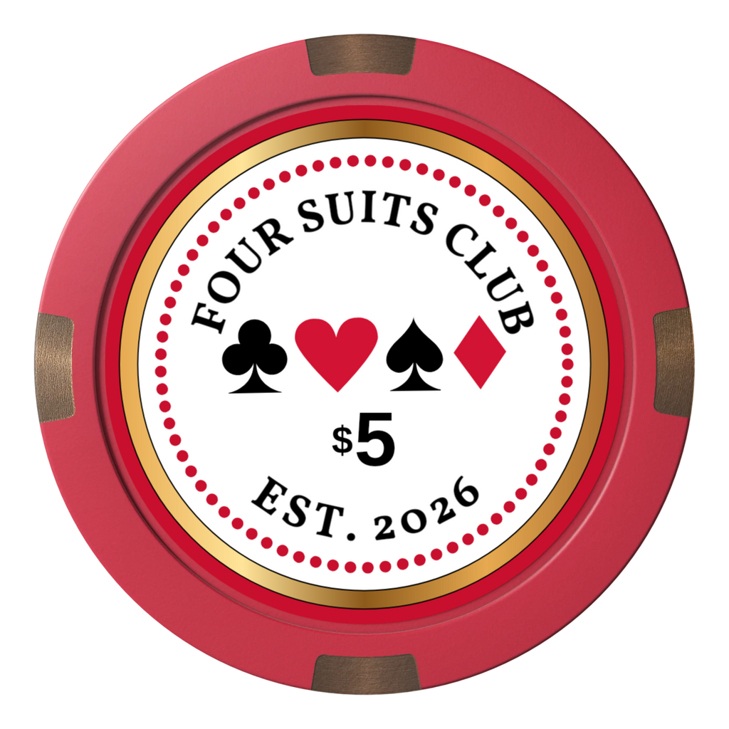 Fours Suits Club Composite & Metal Hybrid Poker Chips - Red - Front