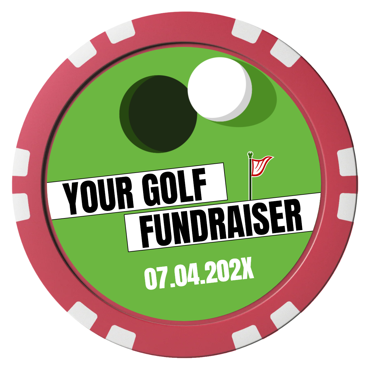 Putting Around Tournament Composite Poker Chips - Red / Double Stripe - Front