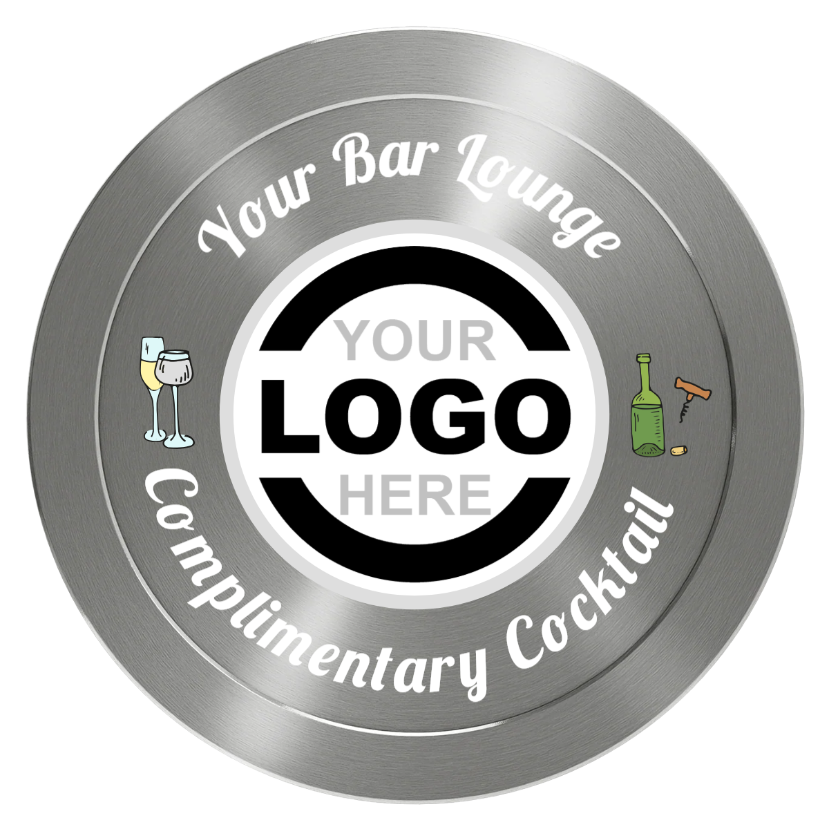 Fancy Drink Aluminum Poker Chips - Silver - Back