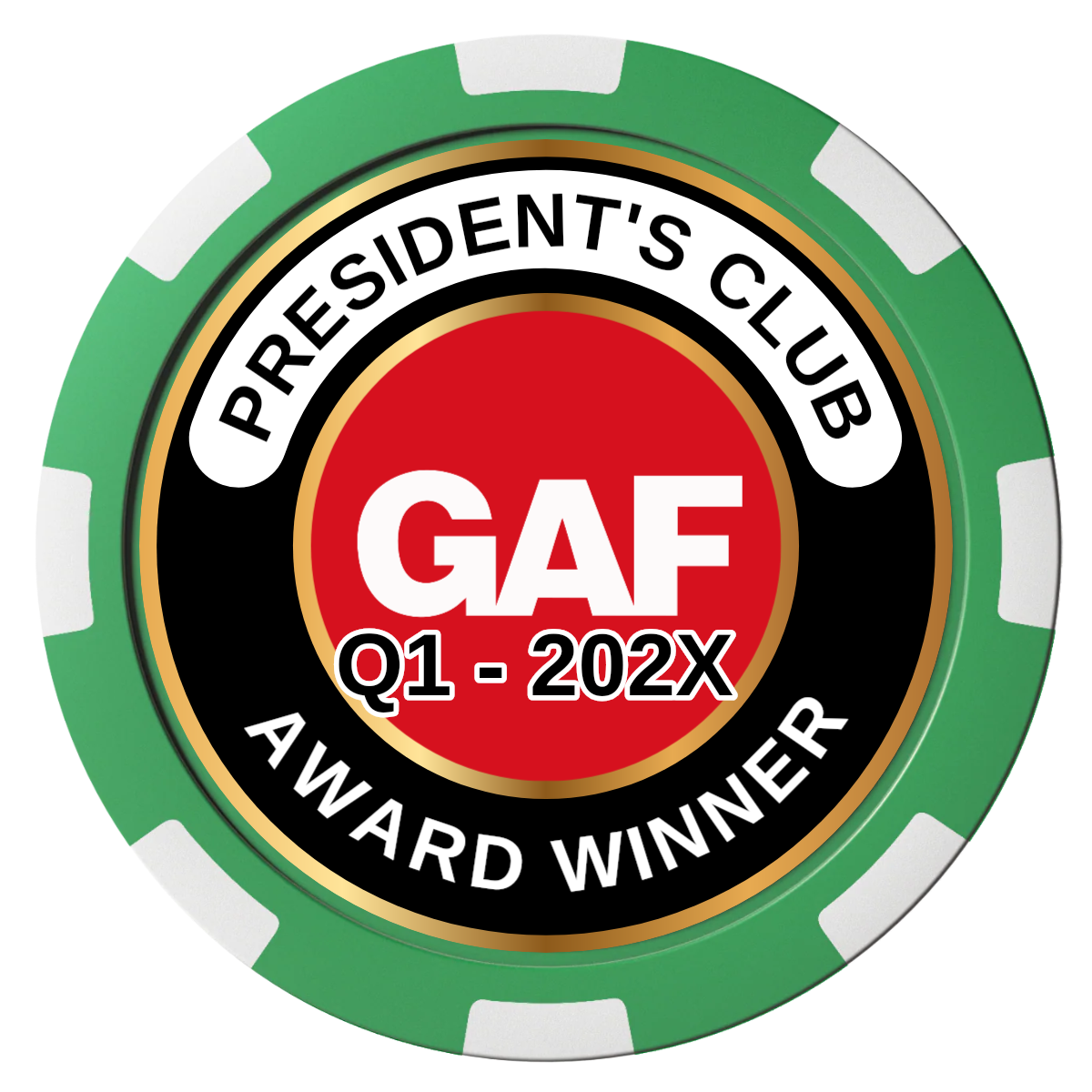President's Club Composite Poker Chips - Green / 8 Spot - Front