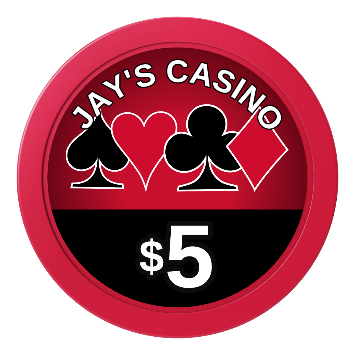 Jay's Casino 2" Oversized Poker Chips - Red - Front
