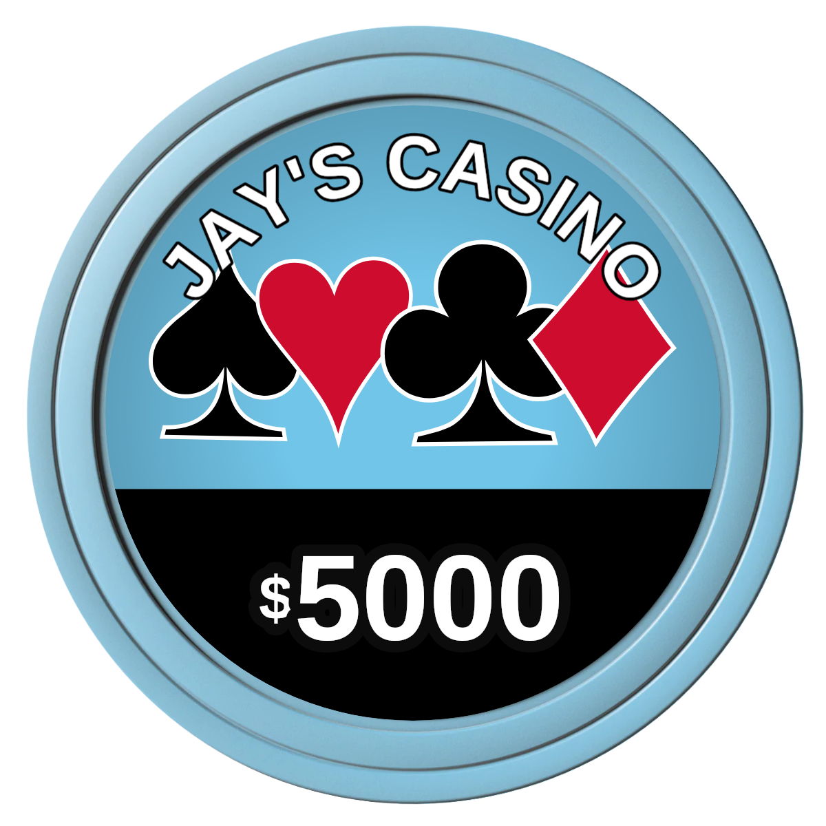 Jay's Casino Composite Poker Chips - Light Blue / Solid - Front