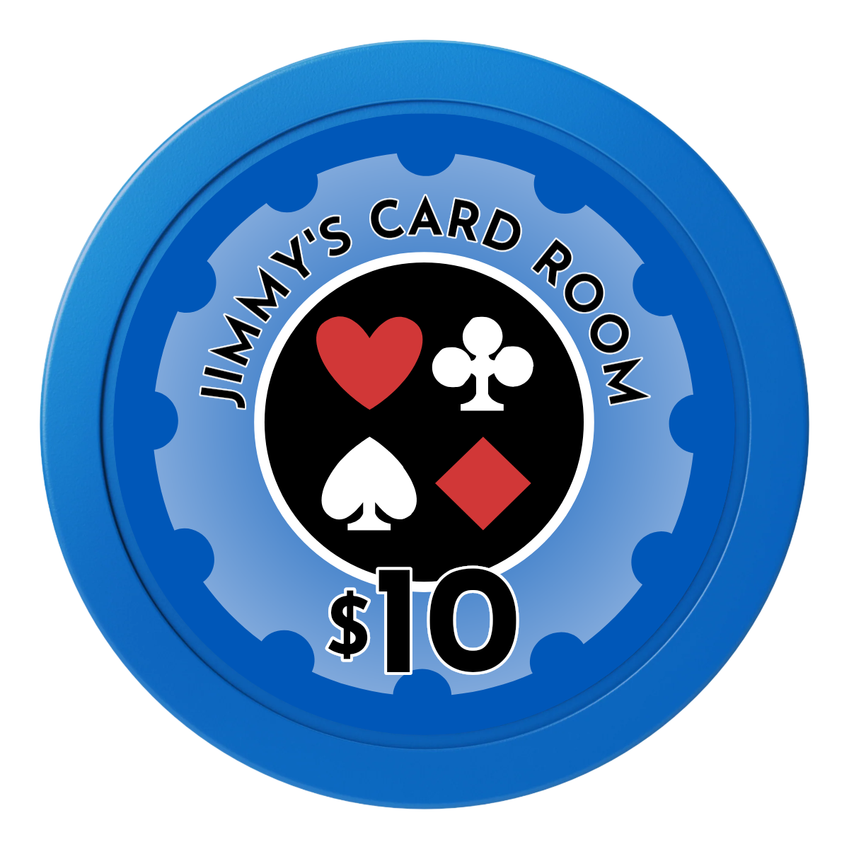 Your Four Suits 2" Oversized Poker Chips - Blue - Front