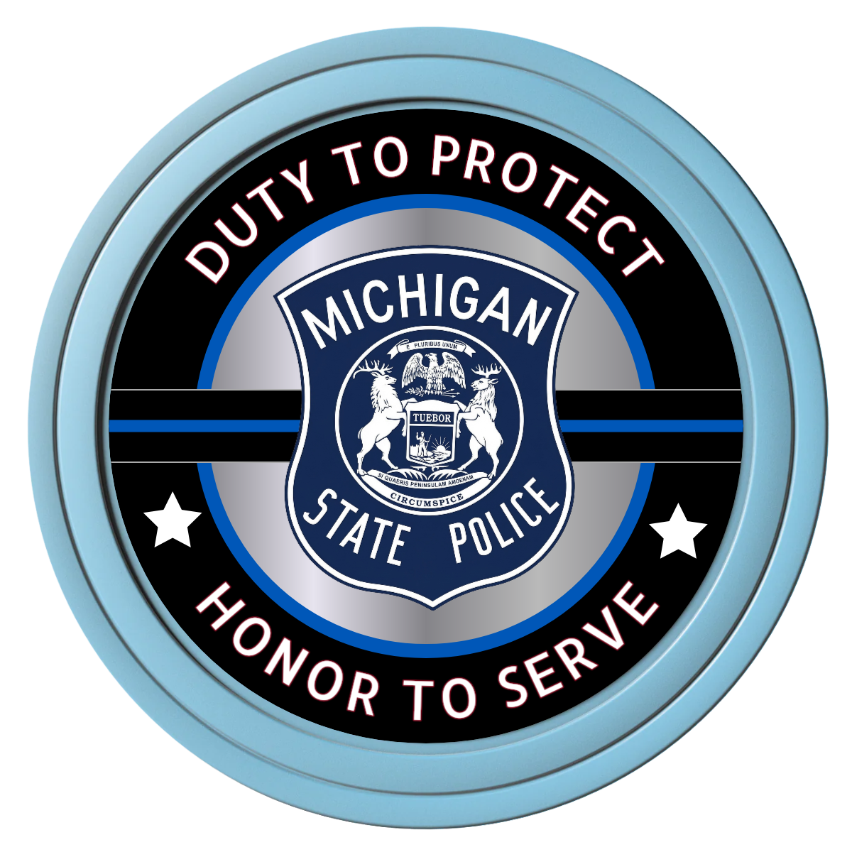 Police Department #01 Composite Poker Chips - Light Blue / Solid - Front