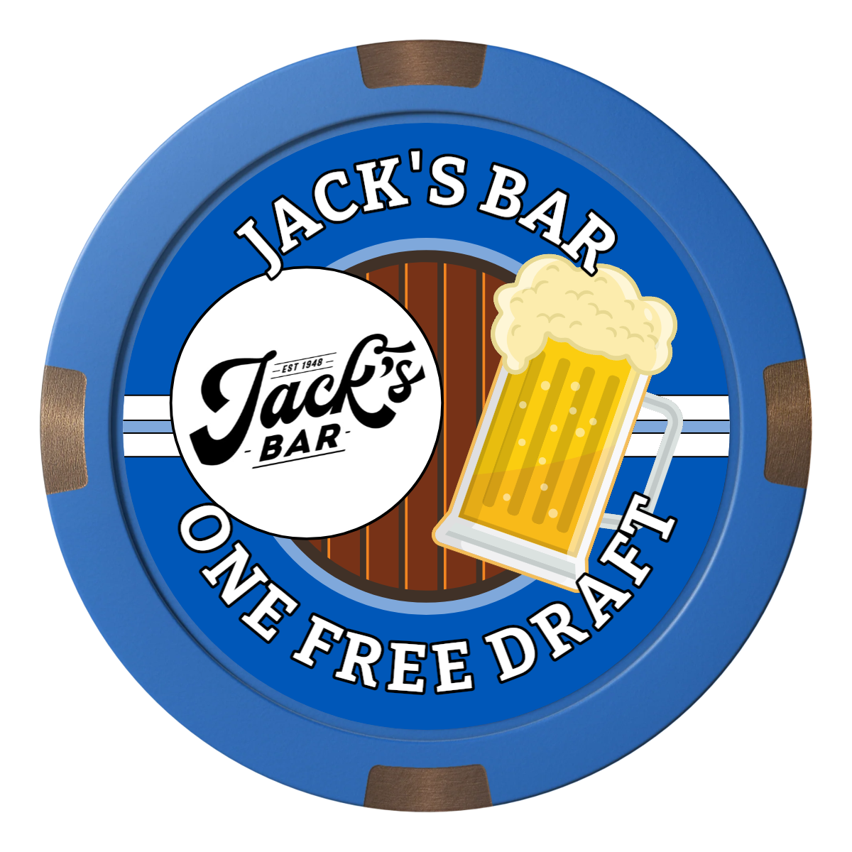 Jack's Bar Composite & Metal Hybrid Poker Chips - Blue / 4 Spot - Front
