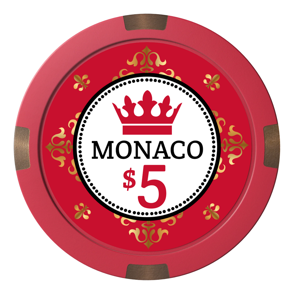 Monaco #001 Composite & Metal Hybrid Poker Chips - Red - Back