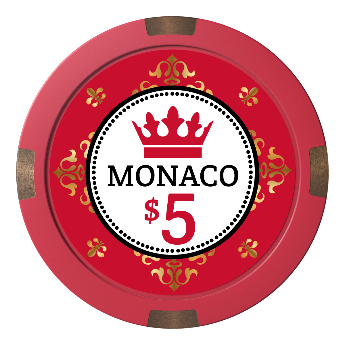 Monaco #001 Composite & Metal Hybrid Poker Chips - Red - Back