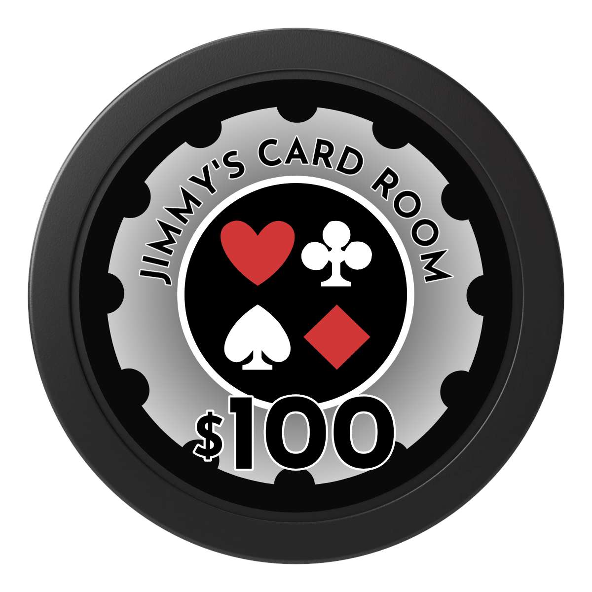 Your Four Suits 2" Oversized Poker Chips - Black - Front