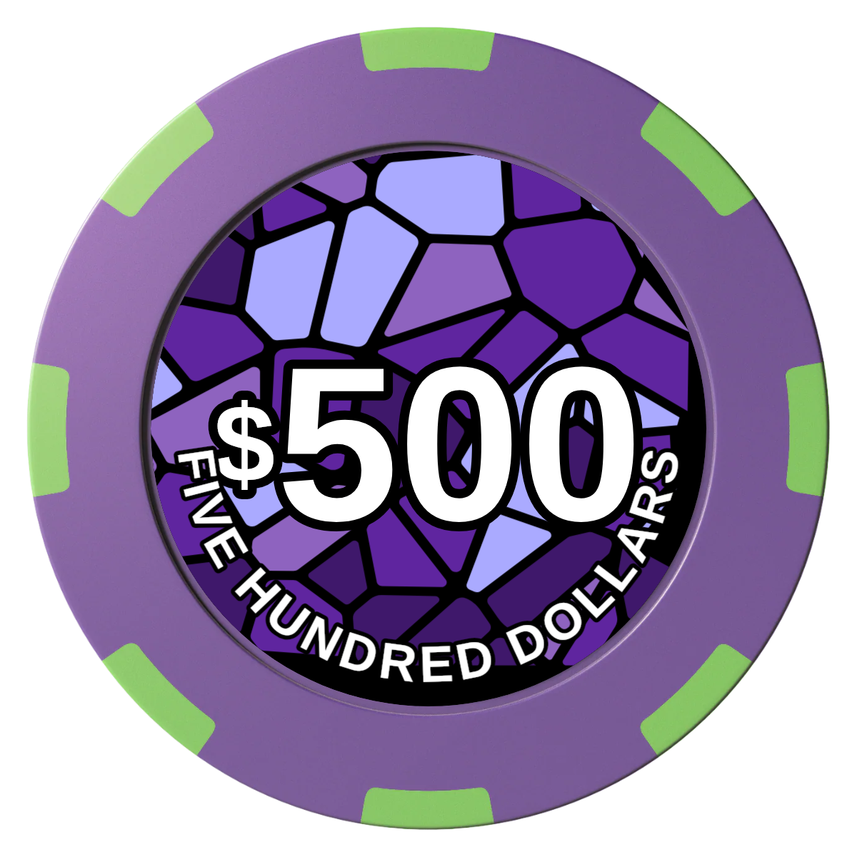 Stained Glass Clay Poker Chips - Purple / 8 Spot (2 Tone) / 40mm - Front