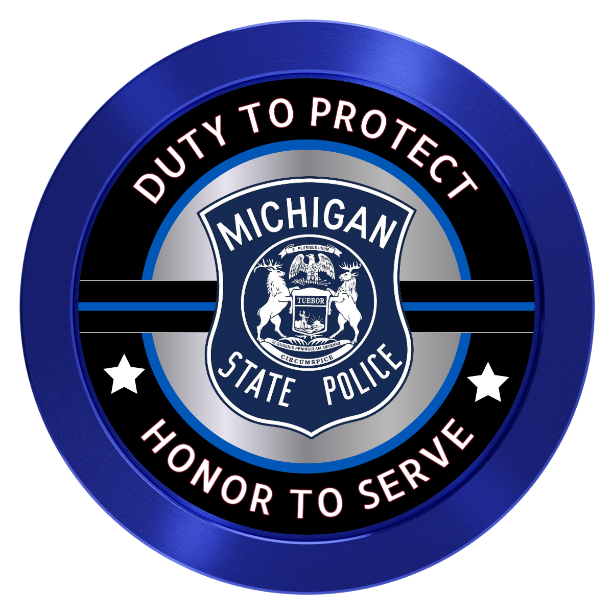 Police Department #01 Aluminum Poker Chips - Blue - Front