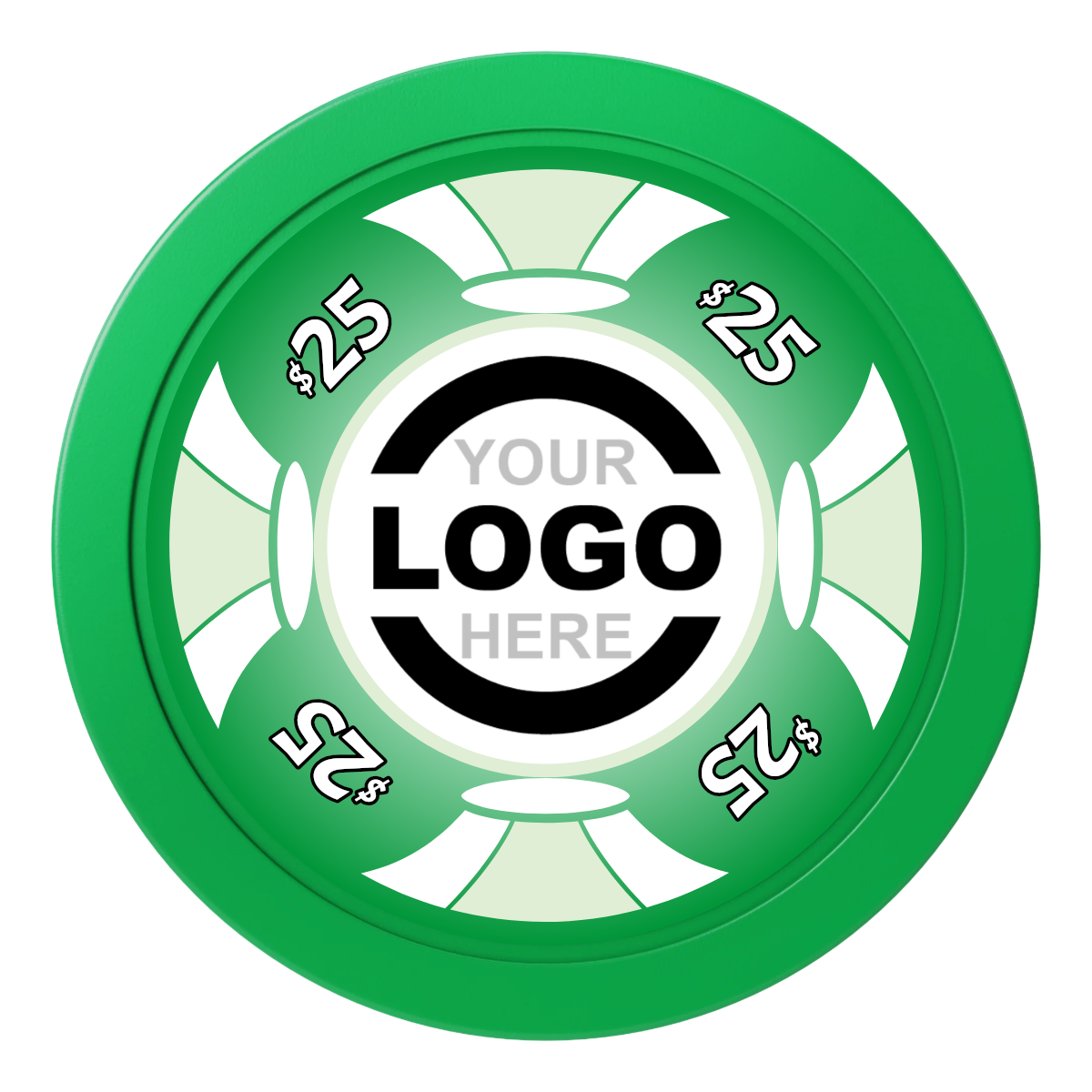 Alan Baker 4-2S A 2" Oversized Poker Chips - Green - Front