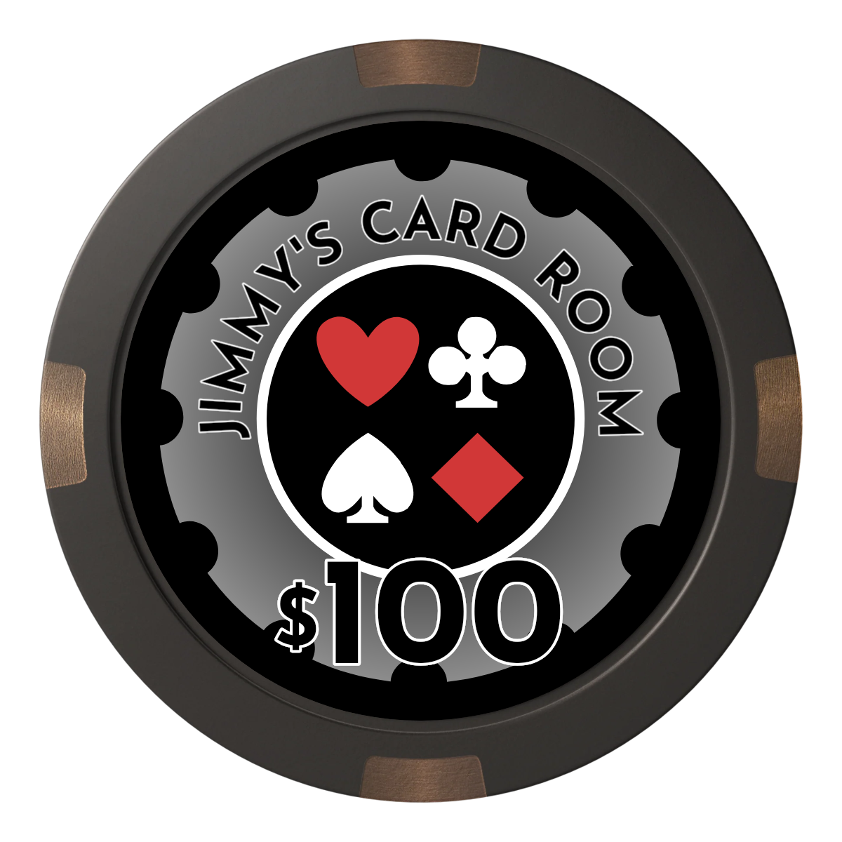 Your Four Suits Composite & Metal Hybrid Poker Chips - Black - Back