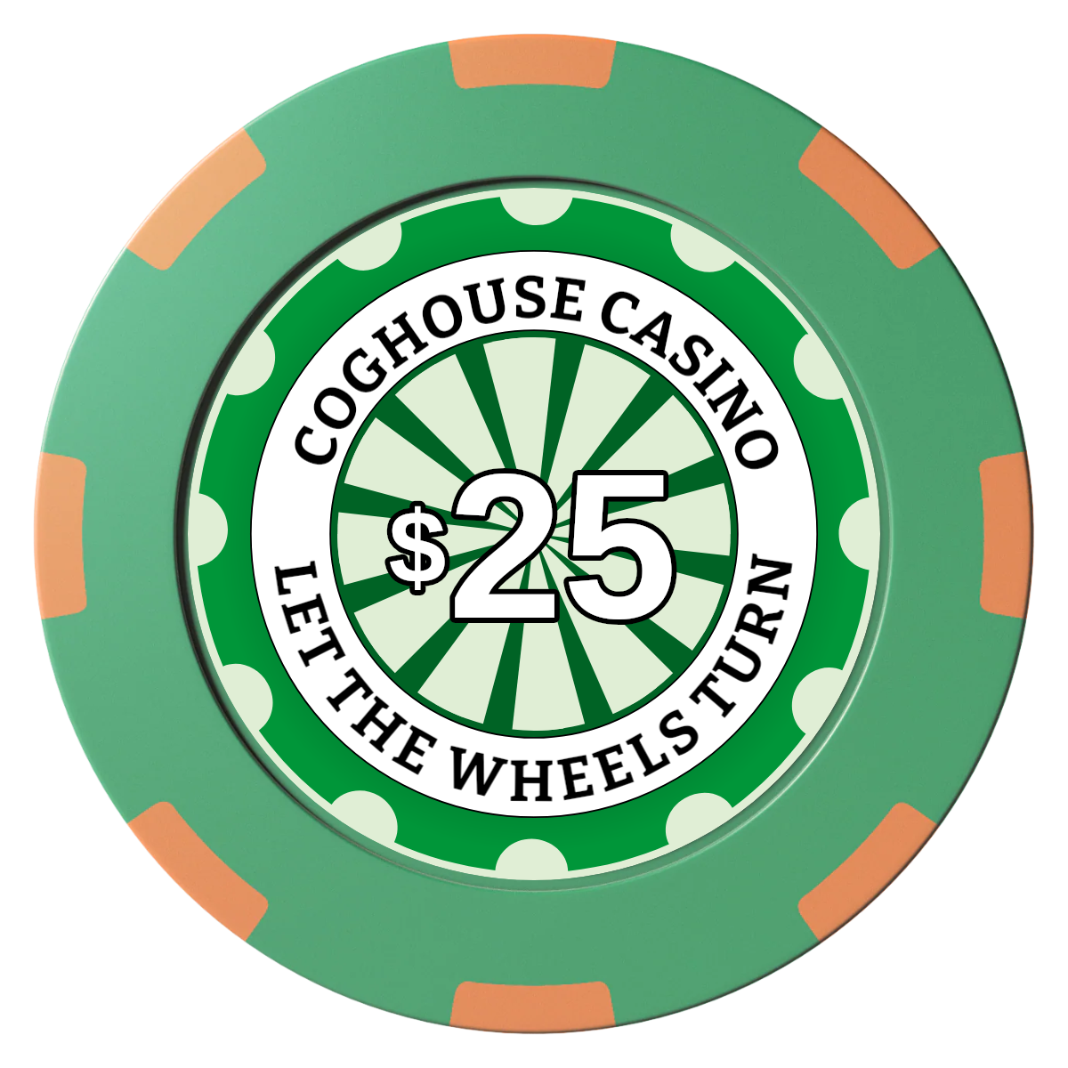 Cog House Clay Poker Chips - Green / 8 Spot (2 Tone) / 40mm - Front