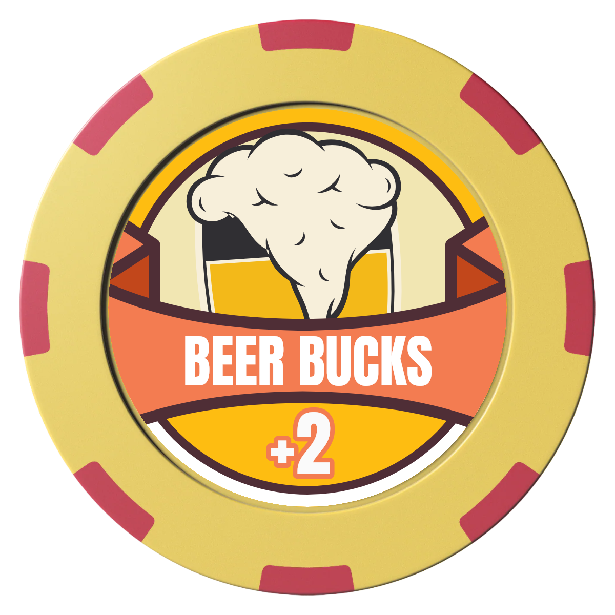 Banner Brew Clay Poker Chips - Yellow / 8 Spot (2 Tone) / 40mm - Front