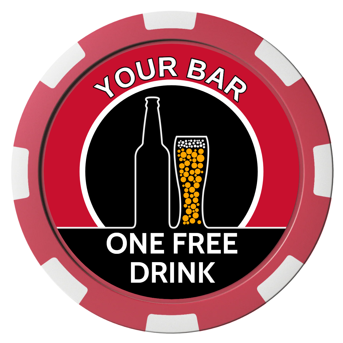 Beer and Glass Composite Poker Chips - Red / 8 Spot - Front