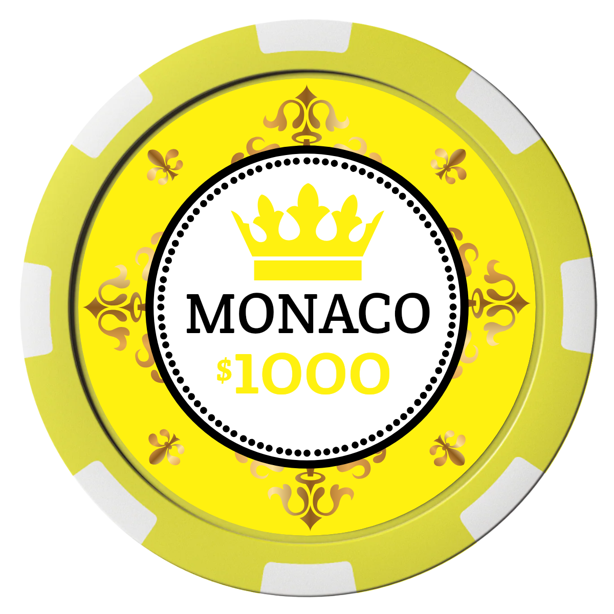 Monaco #001 Composite Poker Chips - Yellow / 8 Spot - Front