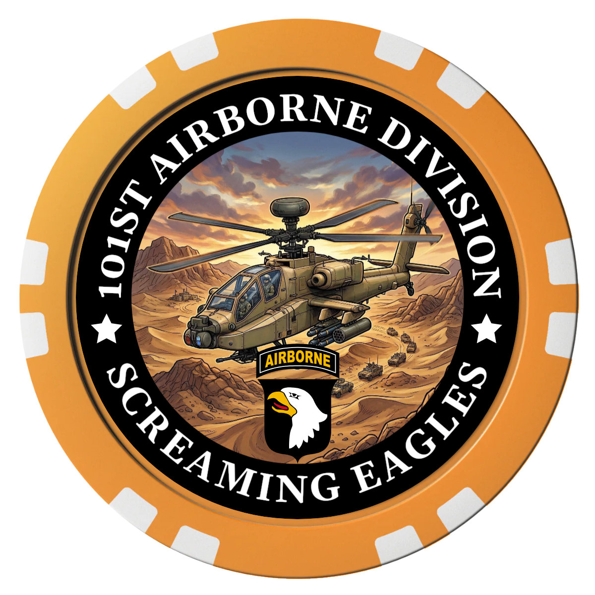Army Airborne Composite Poker Chips - Orange / Double Stripe - Front