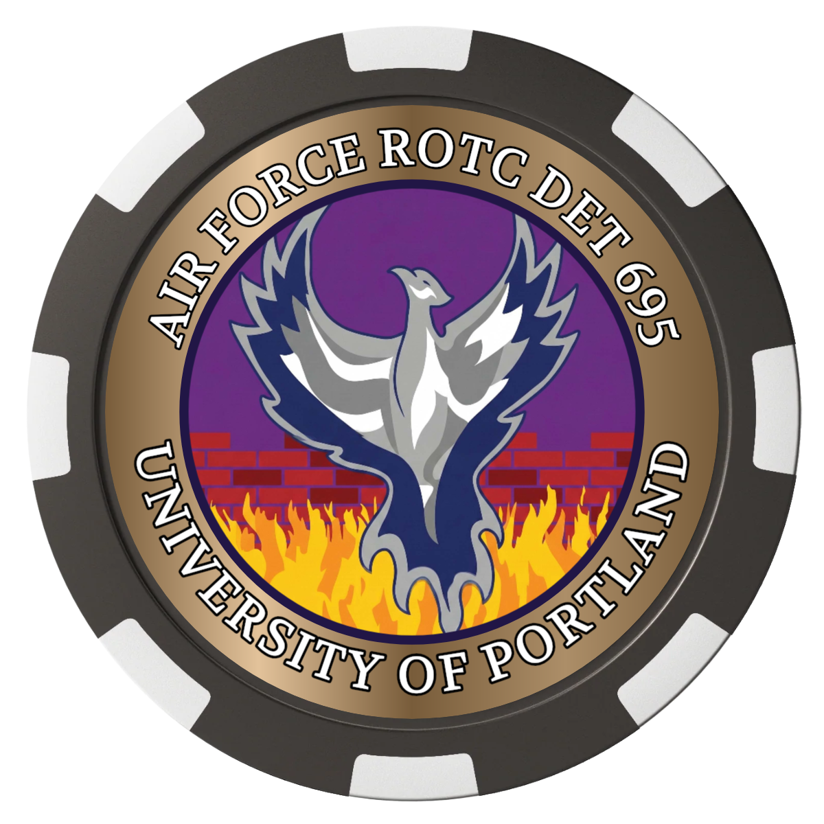 Air Force ROTC Det 695 Composite Poker Chips - Black / 8 Spot - Front
